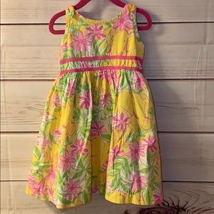 Lilly Pulitzer 4T girls yellow pink & green dress